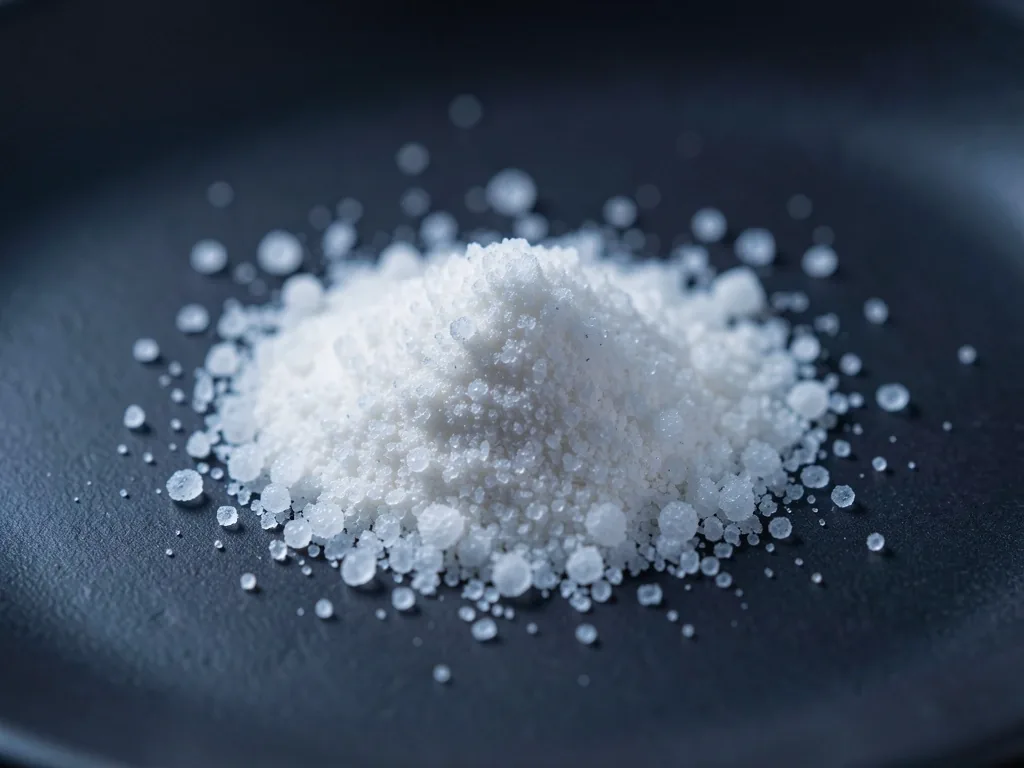 Crystalline vitamin powder close-up