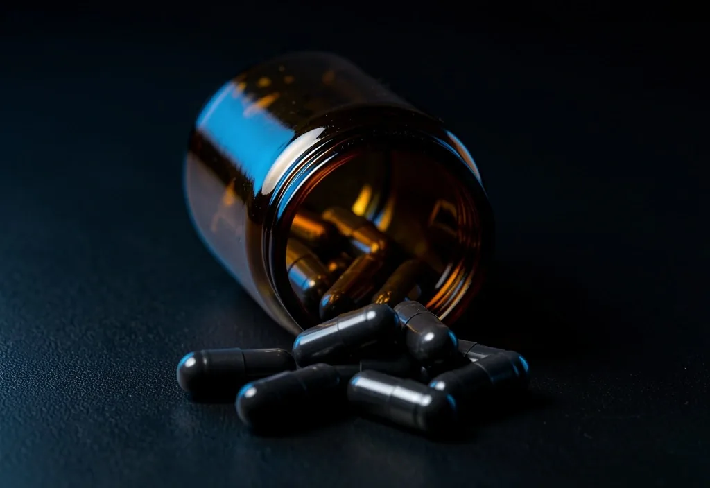 Daily multivitamin formula in amber glass bottle